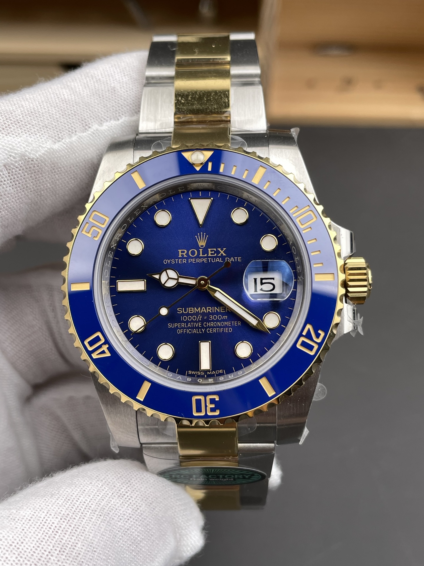 Rolex Submariner blue dial two tone super clone rolex replica watch